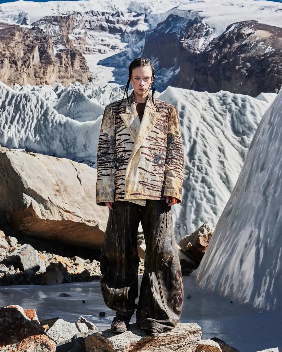 Personsoul Corduroy Tiger Print Blazer