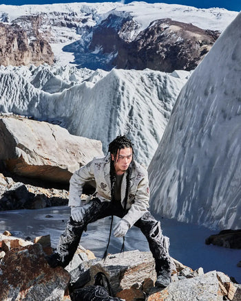 Personsoul Horse-Embroidered Leather Notch Collar Blazer