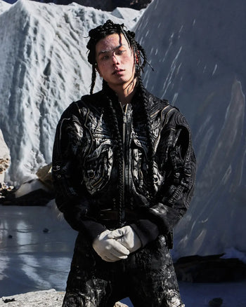 Personsoul Deconstructed & Washed Denim Utility Jacket