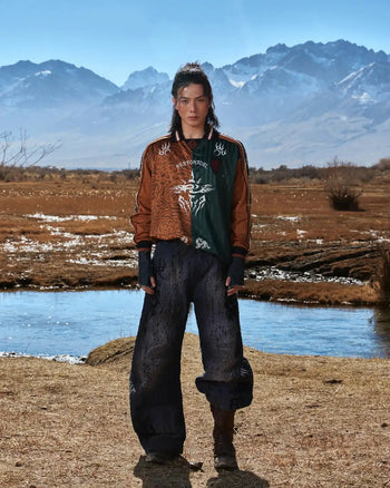 Personsoul Ripped Double-Layer Scimitar Jeans