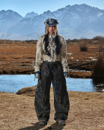 Personsoul Crocodile-print Slim-fit Cropped Jacket