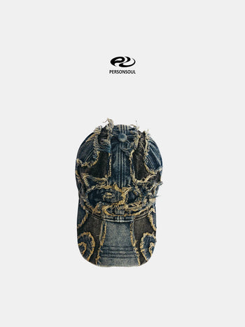 Personsoul Distressed Denim Baseball Cap