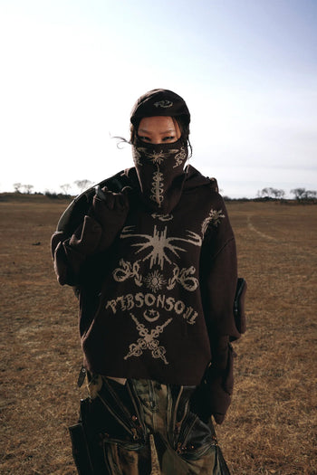 Totem Hoodie Sweater with Face Mask - personsoul Totem Hoodie Sweater with Face Mask - personsoul
