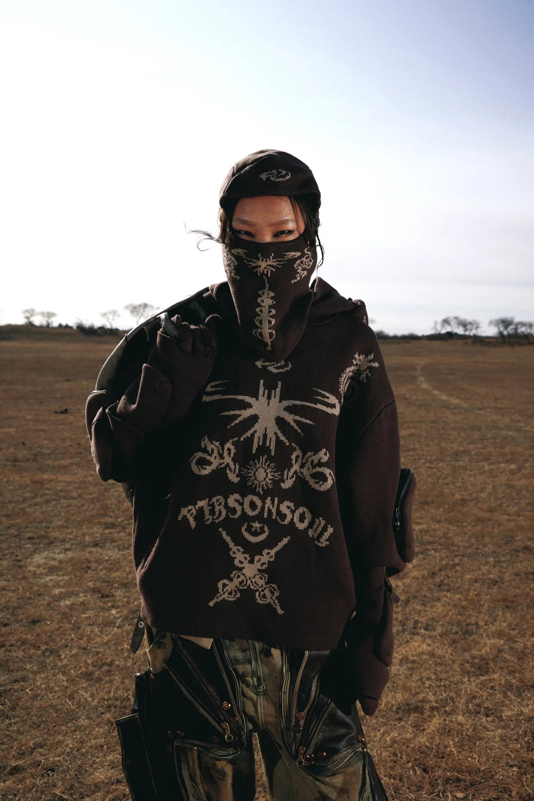 Personsoul Totem Hoodie Sweater with Face Mask