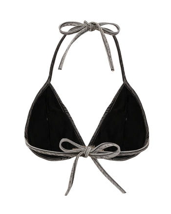 Personsoul Embroidered Mythical Beast Motif Bra Gray