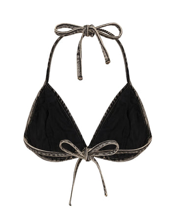 Personsoul Embroidered Mythical Beast Motif Bikini Top In Brown
