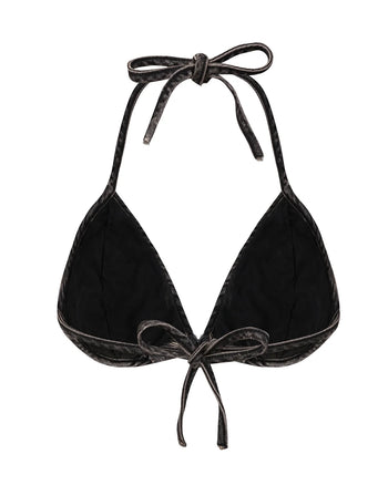 Personsoul Embroidered Mythical Beast Motif Bikini Top In Black