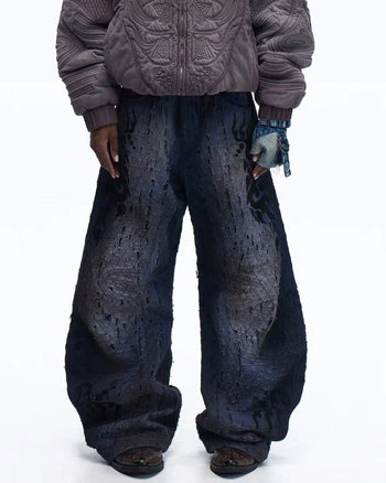 Personsoul Ripped Double-Layer Curved Jeans