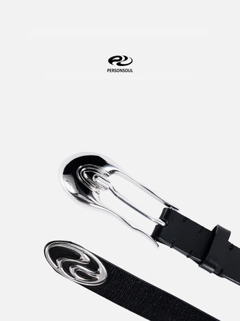 PERSONSOUL SHAPED PIN LEATHER BELTメタルベルト Personsoul Shaped Pin Buckle Leather Belt - personsoul