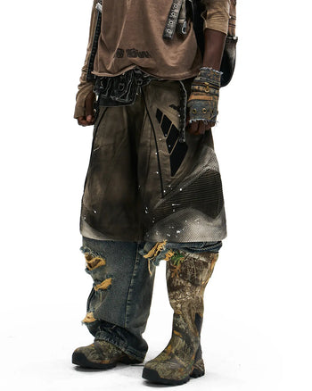 Personsoul Wavy Detachable Racing Denim Jeans