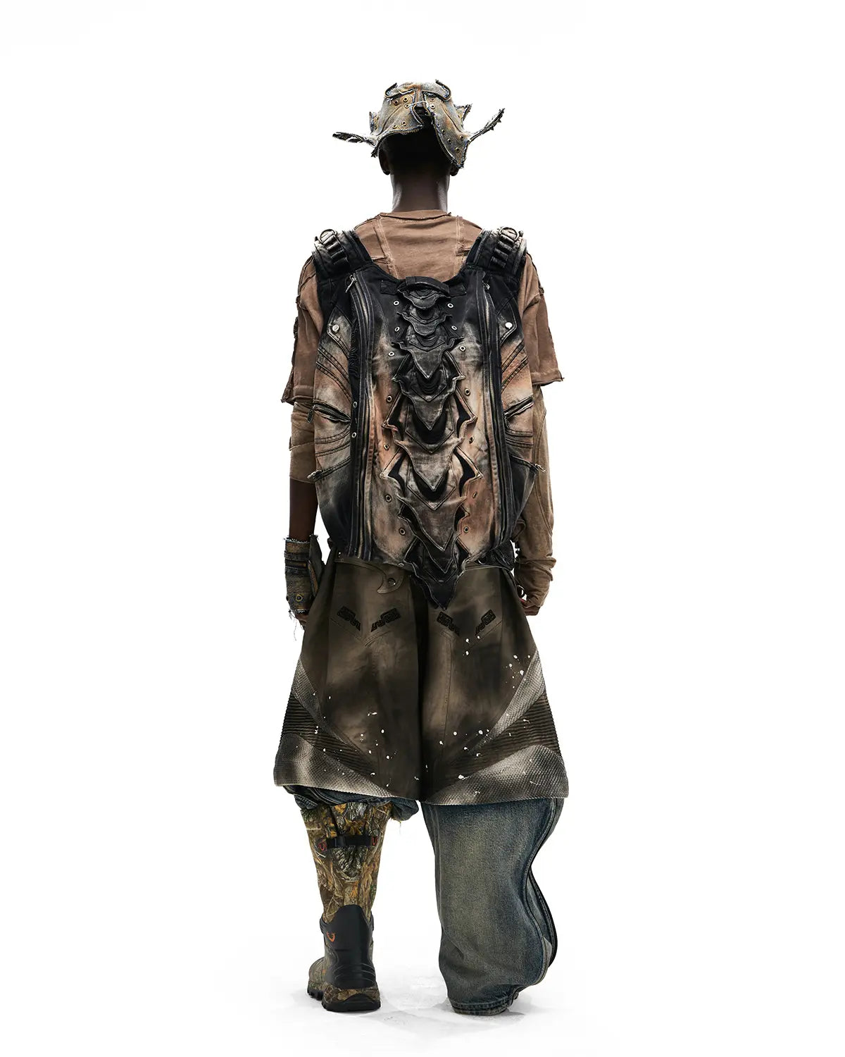 Personsoul Ancient Totem Earth-Tone Patchwork T-Shirt