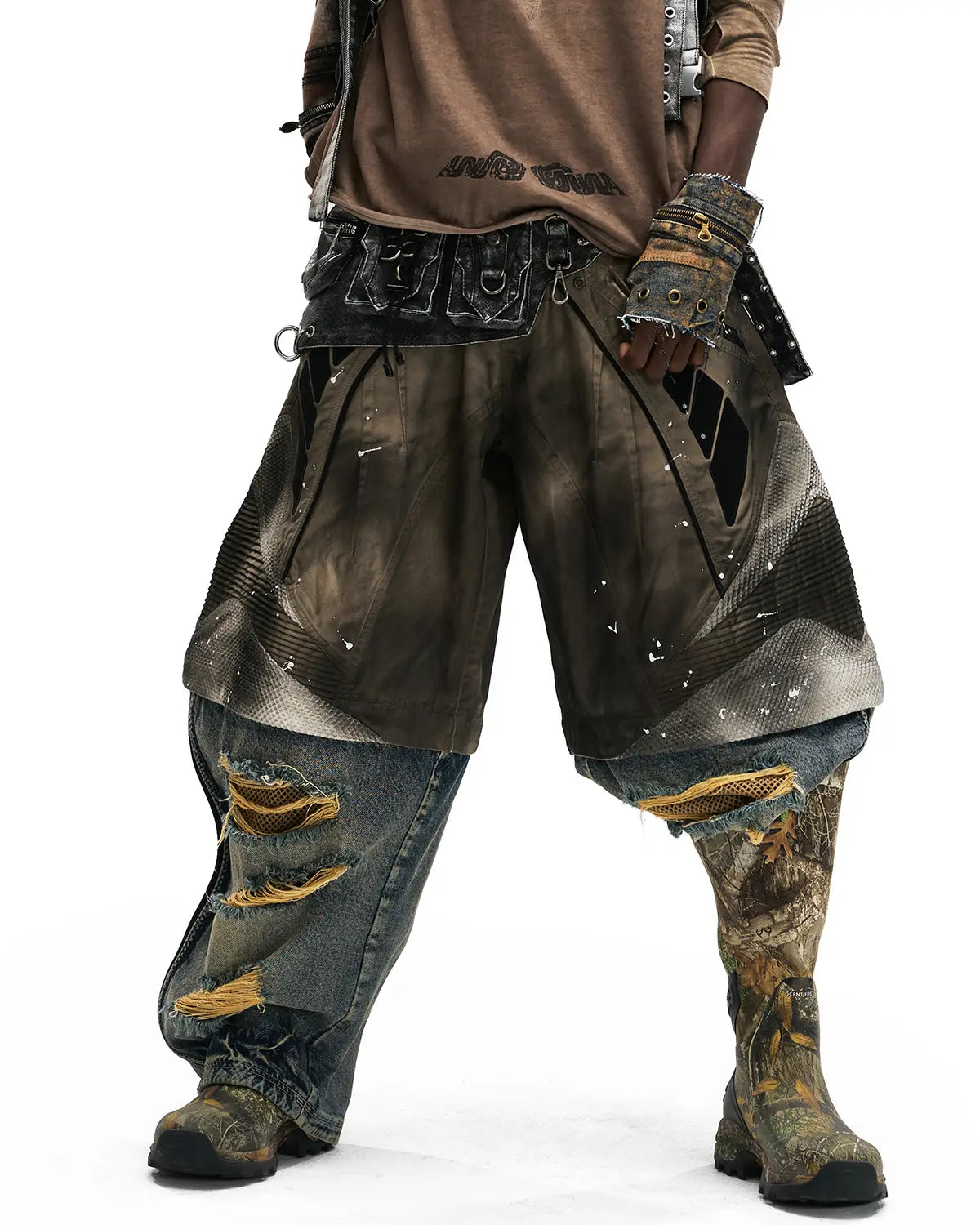 Personsoul Wavy Detachable Racing Denim Jeans