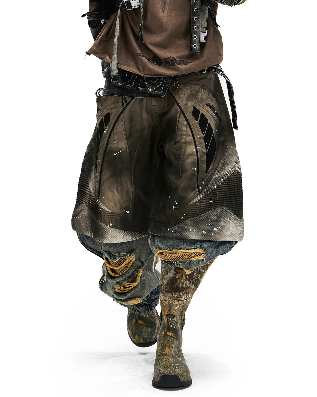 Personsoul Wavy Detachable Racing Denim Jeans