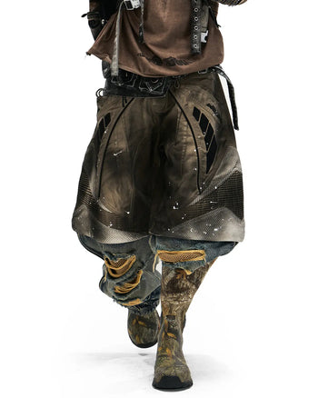 Personsoul Wavy Detachable Racing Denim Jeans