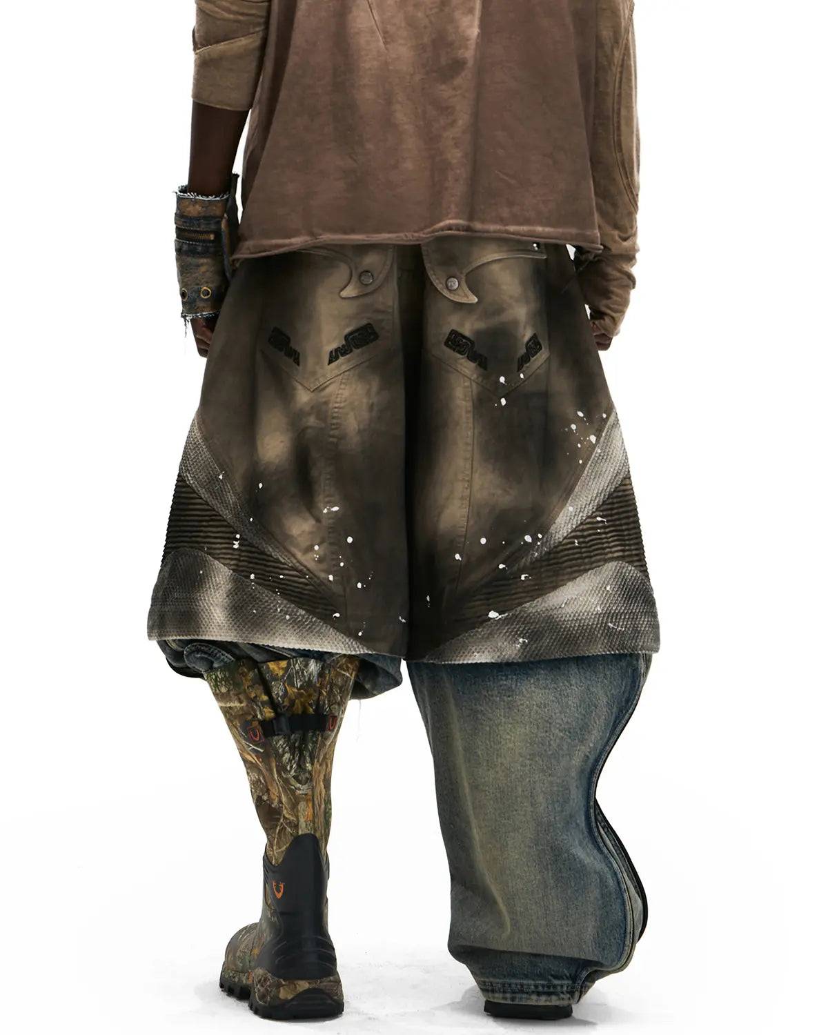 Personsoul Wavy Detachable Racing Denim Jeans