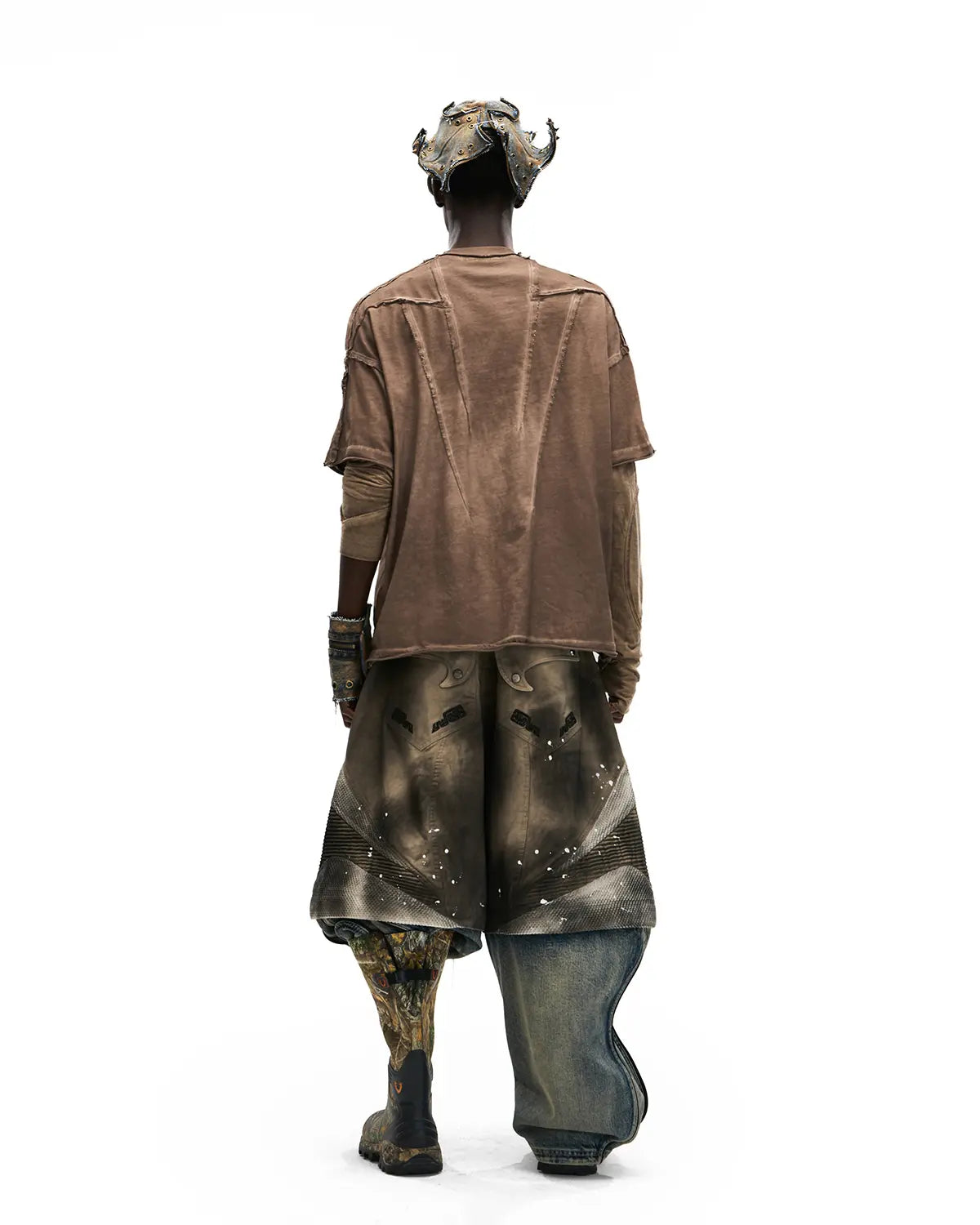 Personsoul Ancient Totem Earth-Tone Patchwork T-Shirt