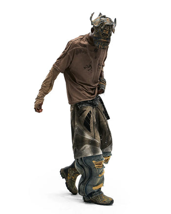 Personsoul Wavy Detachable Racing Denim Jeans