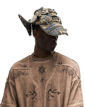 Personsoul Ancient Totem Earth-Tone Patchwork T-Shirt