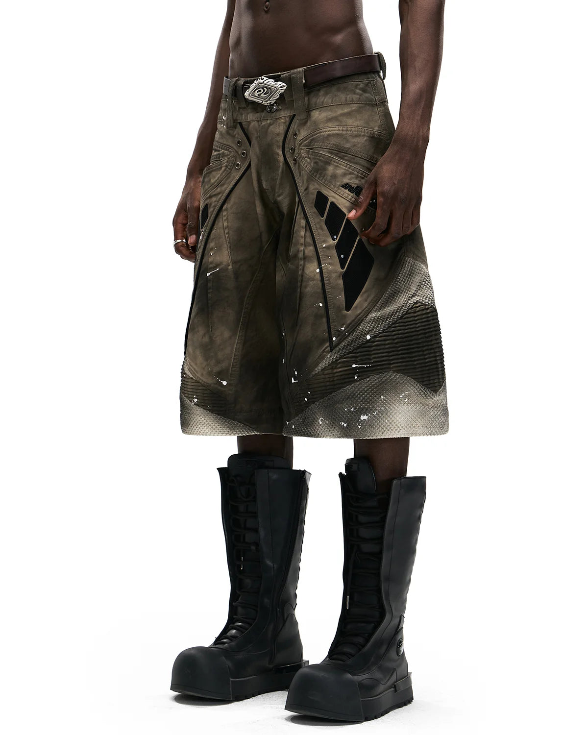 Personsoul Wavy Detachable Racing Denim Jeans