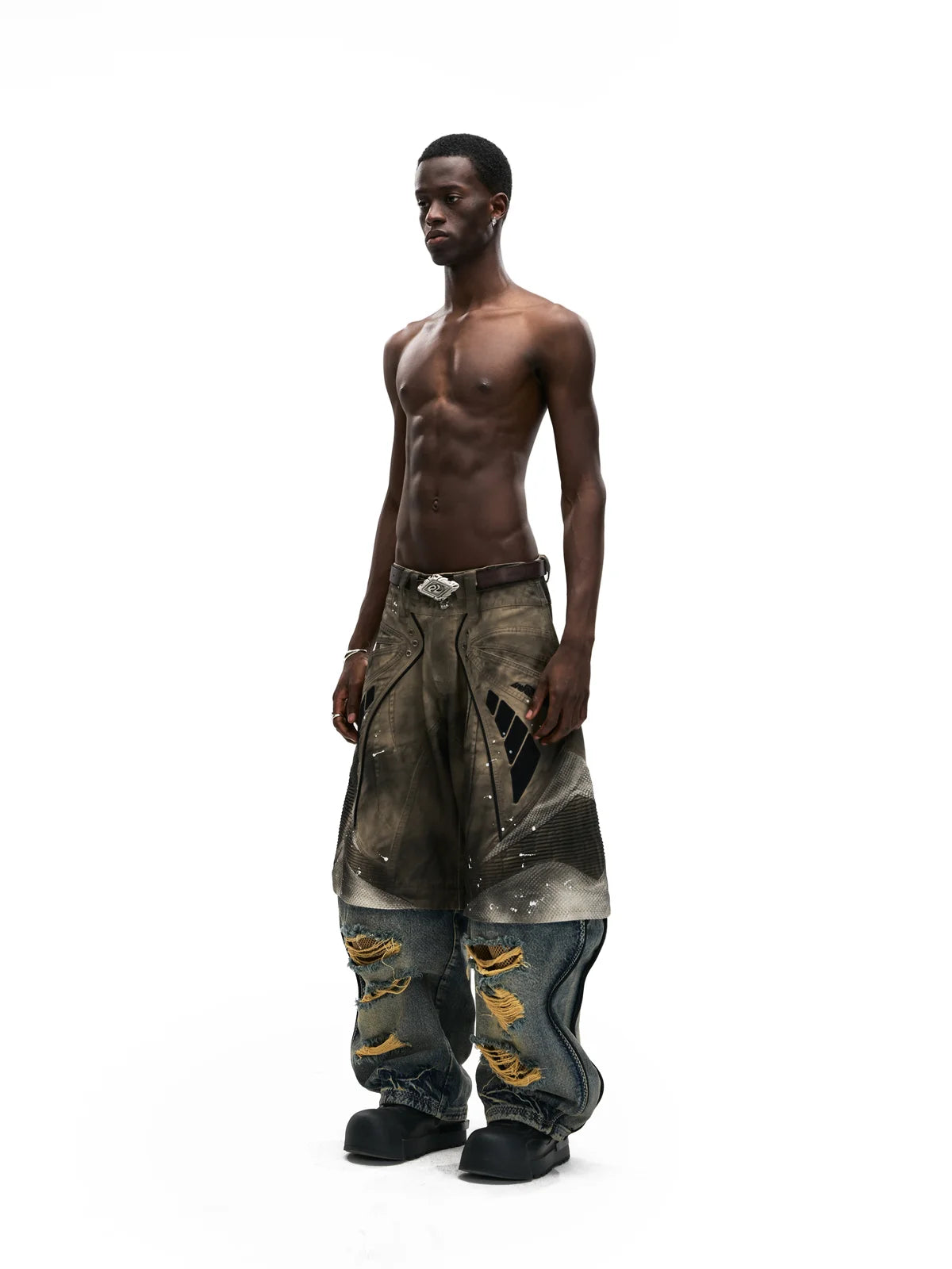 Personsoul Wavy Detachable Racing Denim Jeans