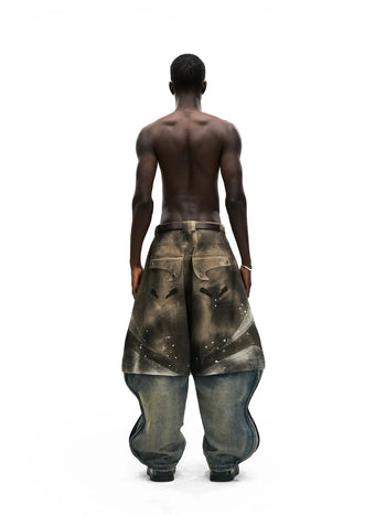 Personsoul Wavy Detachable Racing Denim Jeans