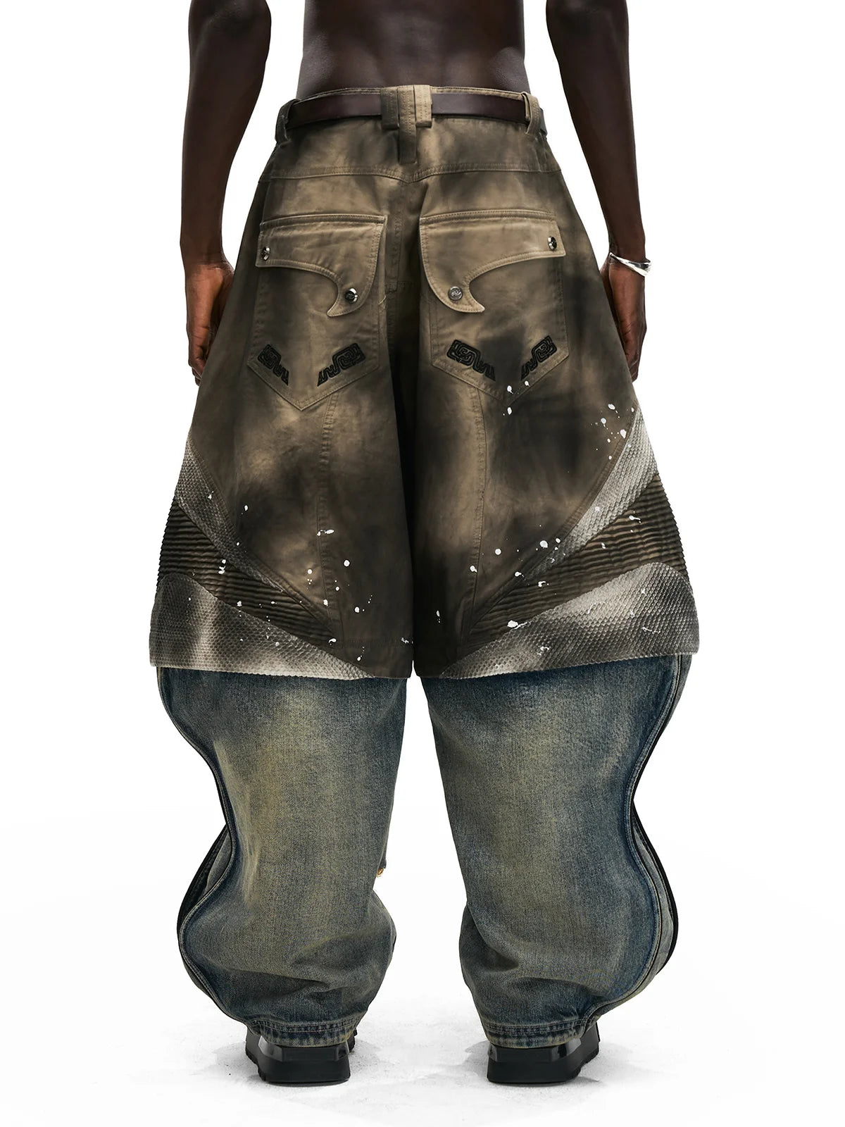 Personsoul Wavy Detachable Racing Denim Jeans