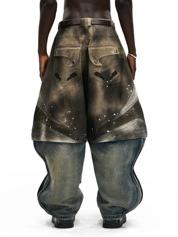 Personsoul Wavy Detachable Racing Denim Jeans