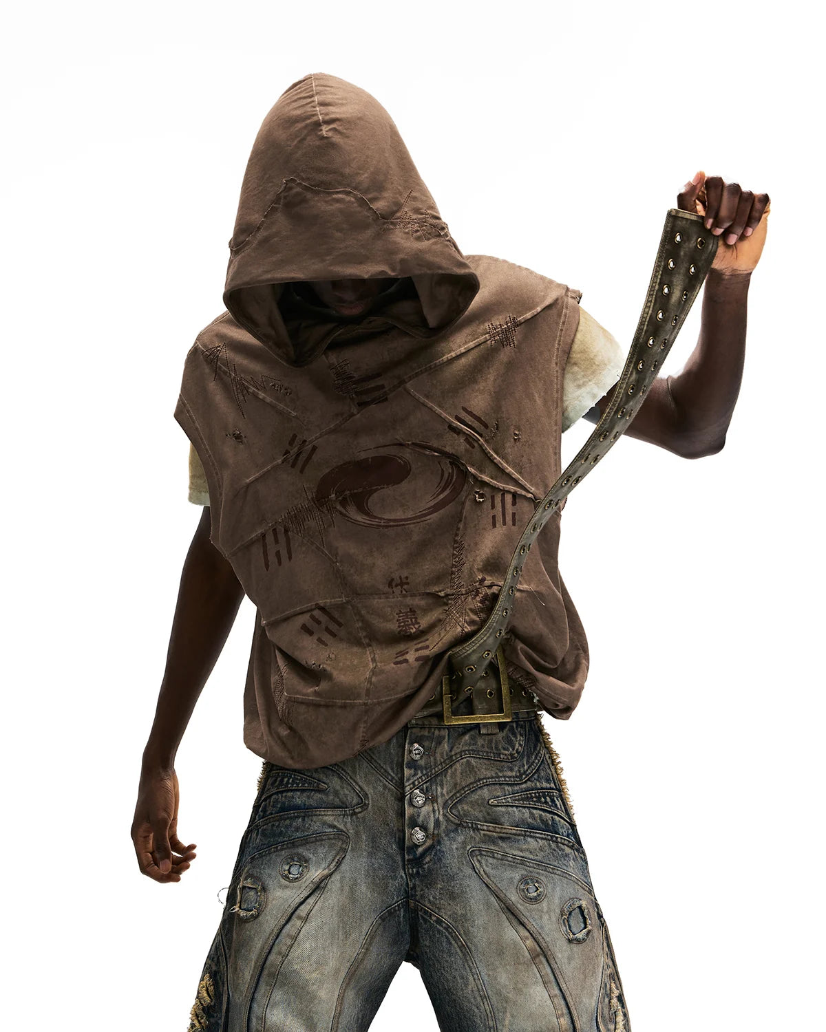 Personsoul Bagua Print Hooded Vest