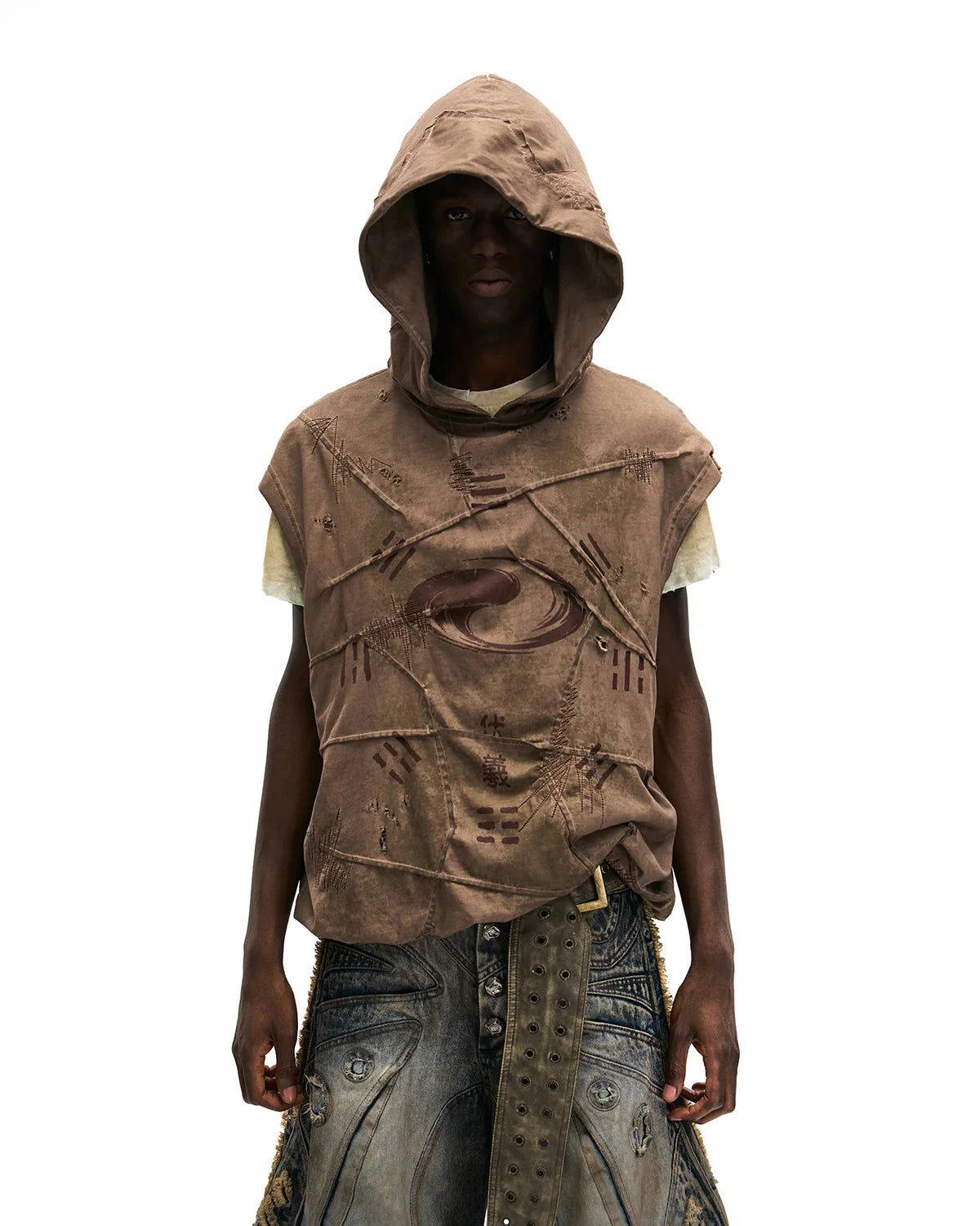 Personsoul Bagua Print Hooded Vest