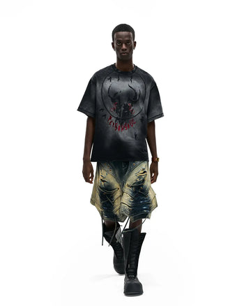 Personsoul Scaled Corded Denim Shorts