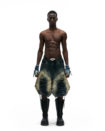 Personsoul Scaled Corded Denim Shorts