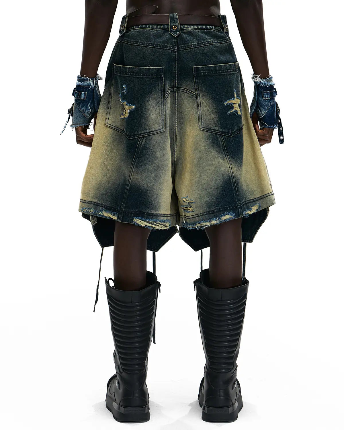 Personsoul Scaled Corded Denim Shorts