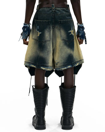 Personsoul Scaled Corded Denim Shorts