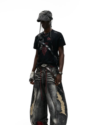 Personsoul Structured Fitted Beast Totem T-Shirt In Black