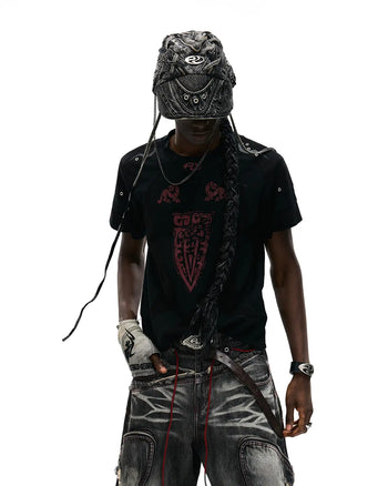 Personsoul Structured Fitted Beast Totem T-Shirt In Black