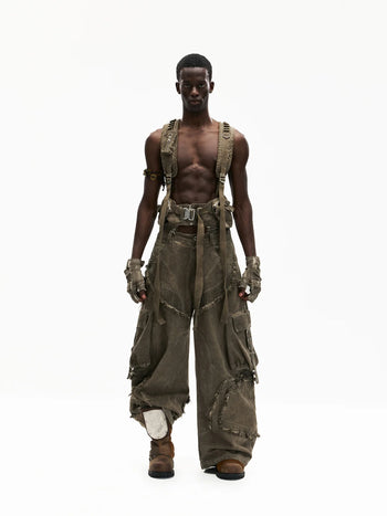 Personsoul Detachable Tactical Distressed Cargo Pants