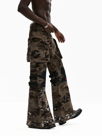 Personsoul Mico-flare Camo Cargo Pant
