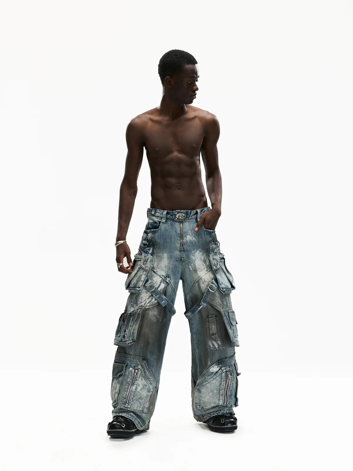 Personsoul White Stain Graffiti Cargo Pants - personsoul
