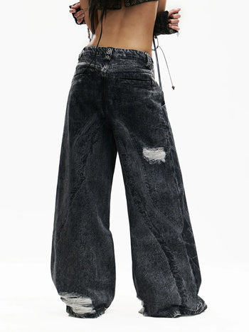 Personsoul Textured Black Print Ripped Jeans - personsoul Personsoul Textured Black Print Ripped Jeans - personsoul