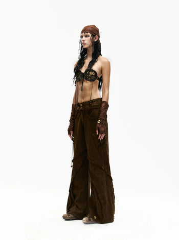 Personsoul Brown Snake Print Denim Jeans