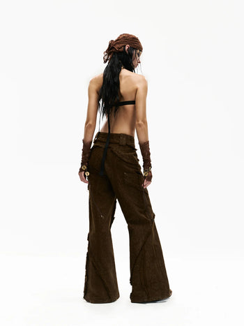 Personsoul Brown Snake Print Denim Jeans