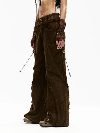 Personsoul Brown Snake Print Denim Jeans