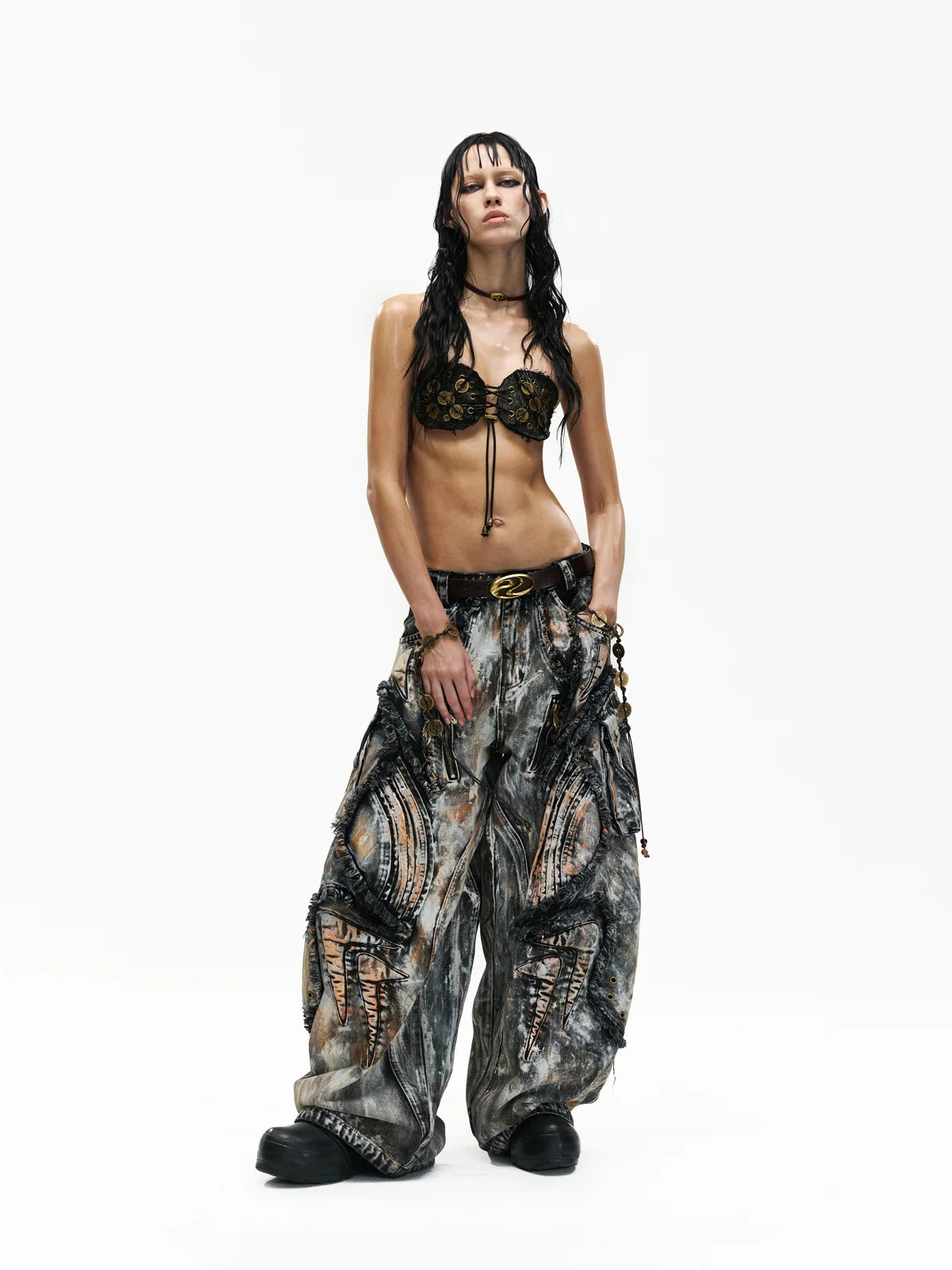 パンツ DARKFOG wasteland style dirty dyed jeans Graffiti Mud Wash Baggy Jeans (only 60 pieces) - personsoul