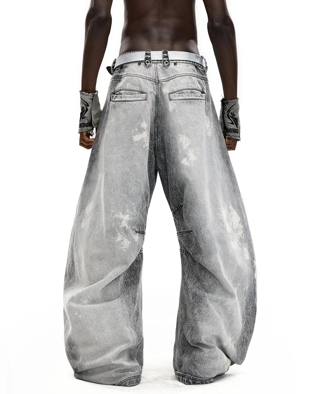 Personsoul Vintage Detachable Panel Curved-Leg Denim Jeans(5 in 1)