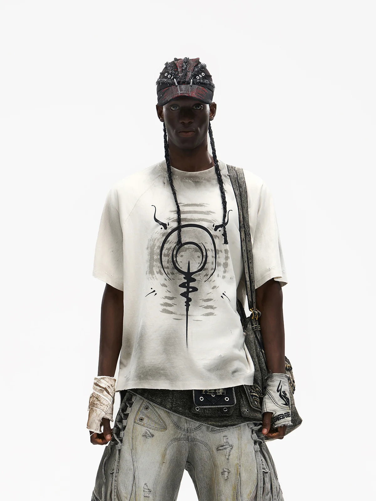 Swirl &amp; Beast Print Loose Raglan Tee