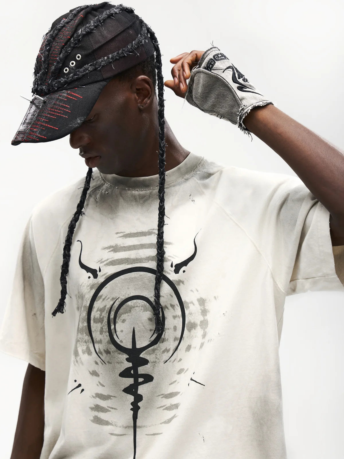 Swirl &amp; Beast Print Loose Raglan Tee
