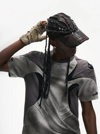 Spliced Cooling Slim T-Shirt with Embroidered Shoulder Spliced Cooling Slim T-Shirt with Embroidered Shoulder