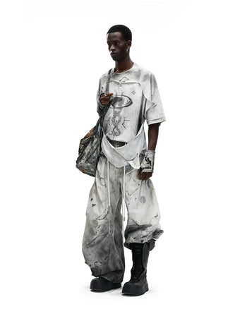 Personsoul Double-Layer Distressed Mythology Print T-Shirt