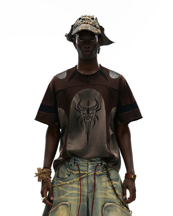 Personsoul Mythical Beast Motif Patchwork T-Shirt