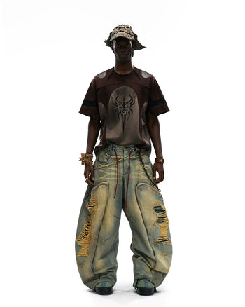 Personsoul Mythical Beast Motif Patchwork T-Shirt